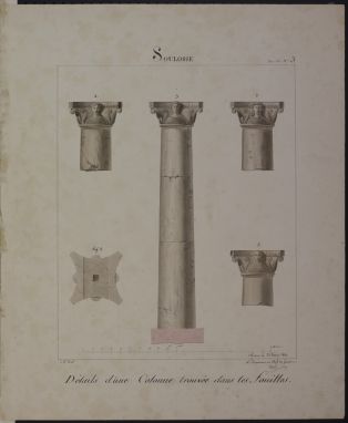 Détails d'une colonne trouvée dans les fouilles de Soulosse ; © LAURENCON Joëlle