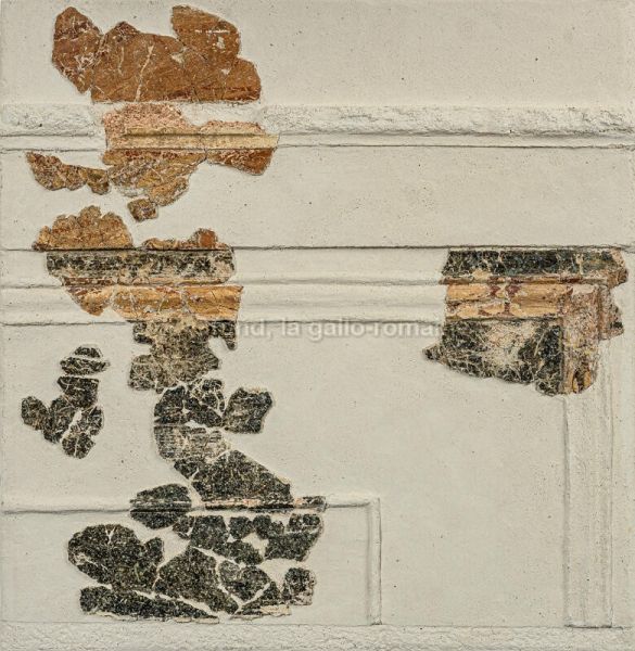 archéologie ; construction, décor peint et stuqué, (GRD_2021.2.335) "Compartiment géométrique"