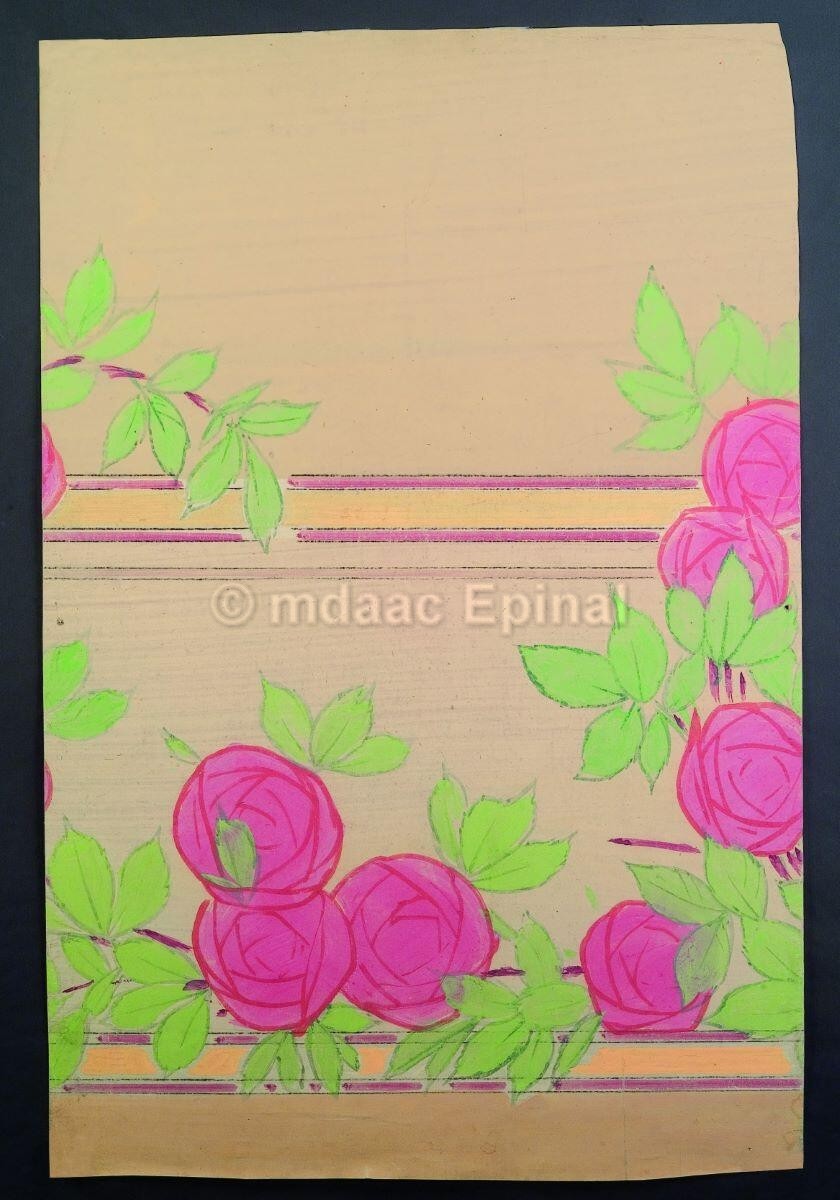 Etude de feuillage (recto) ; Etude pour un décor mural au motif de rose (verso)