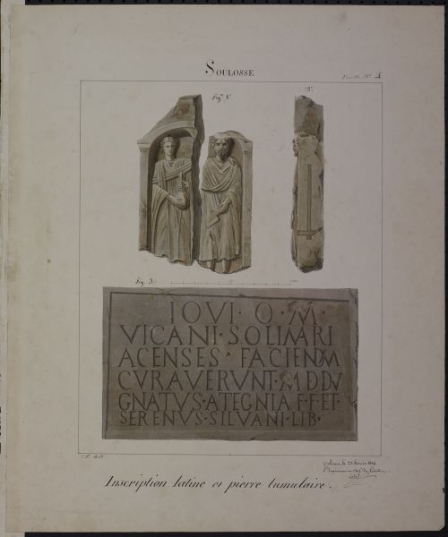 Inscription latine et pierre tumulaire à Soulosse
