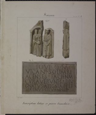 Inscription latine et pierre tumulaire à Soulosse ; © LAURENCON Joëlle