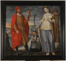 Saint Gorgon (?), sainte Barbe et un donateur