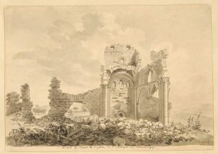 Ruines du choeur de l'église de l'abbaye de Chaumousey ; © PRUD’HOMME Bernard