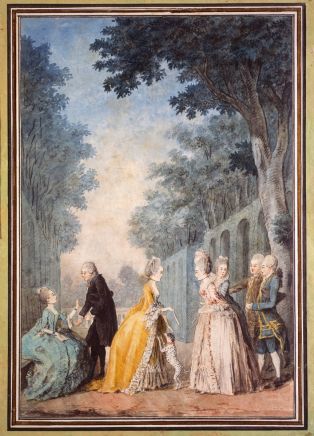 La Famille de Mme Herbert dans le jardin du château de Saint-Prix