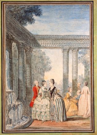 La Famille de Mme Herbert sous un portique au château de Saint-Prix