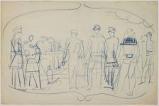 Soldats sur un quai maritime (recto) ; Chevaux, soldats e...