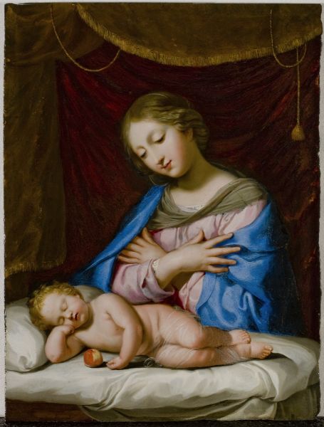 La Vierge adorant l'Enfant Jésus endormi